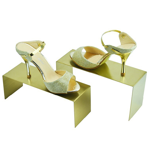 Metal Shoe Riser | Display Fixture | Footwear Organizer - SOONXIN 21 Champagne Gold Shoe Bag Steps Shelf
