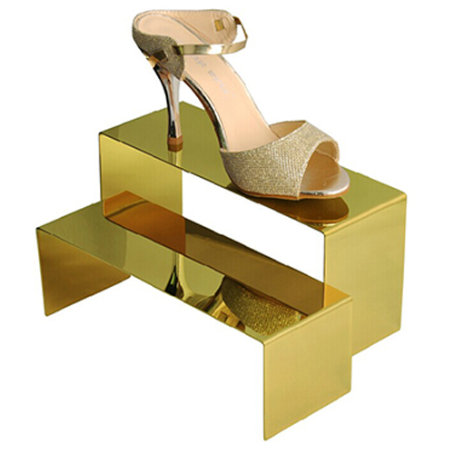 Metal Shoe Riser | Display Fixture | Footwear Organizer - SOONXIN 23 Polish Gold Metal Shoe Riser Steps 