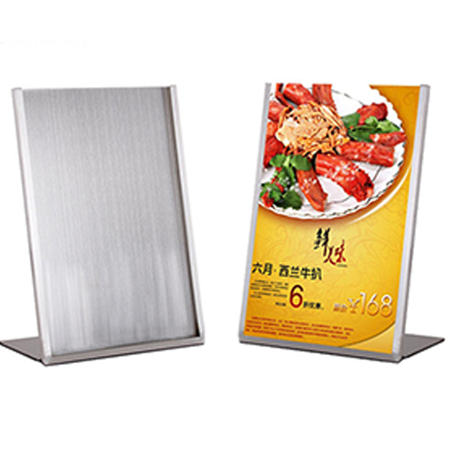 Metal Poster Stands | Freestanding Graphic Displays Wholesaler-SOONXIN 4 L Slanted Angled Restaurant Menu Holder