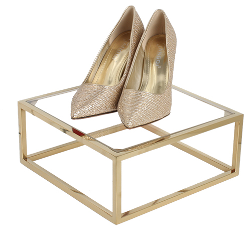 Metal Shoe Riser | Display Fixture | Footwear Organizer - SOONXIN 30 Metal & Glass Display Stand Showcase Platform