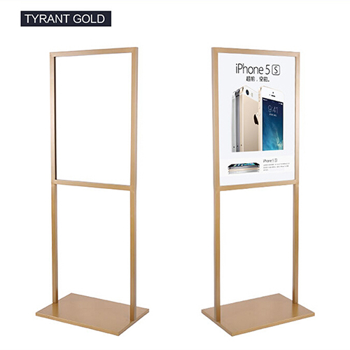 Metal Poster Stands | Freestanding Graphic Displays Wholesaler-SOONXIN 17 Tyrant Gold Double Pole 18x24 Poster Frame