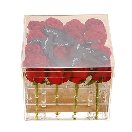 Clear Square Acrylic Luxury Flowers Box Gift with Logo