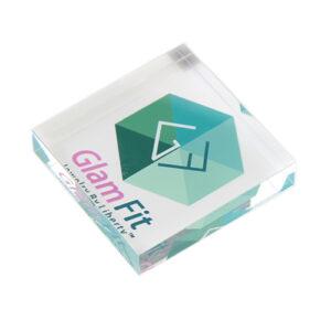 UV Printing Acrylic Logo Blocks | Signs & Branding Manufacturer 3 Custom Clear Crystal Cube Store Sign