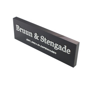 UV Printing Acrylic Logo Blocks | Signs & Branding Manufacturer 58 Engraving Logo on Black Plexi Glass Block