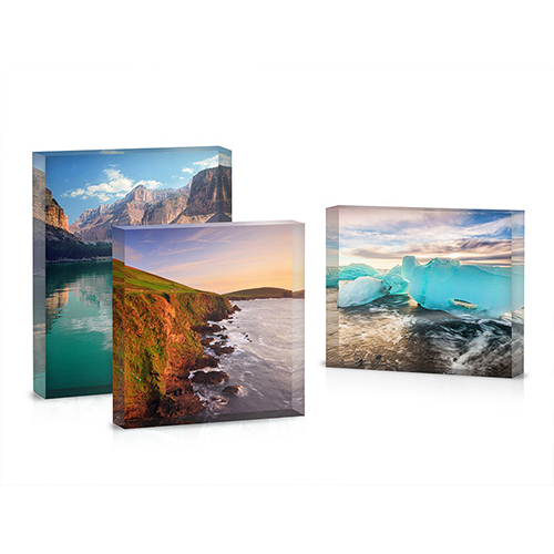 UV Printing Acrylic Logo Blocks | Signs & Branding Manufacturer 54 Small Square Perspex PMMA Canvas Printing Block