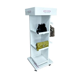 3 Tiers Purse Display Case With Universal Wheels