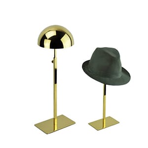 Estante de exhibición de sombrero de copa de cúpula dorada