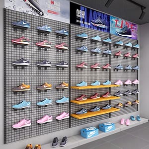 Shoe Store Display Racks for Shoes Showroom Design Wall Mount Shoe