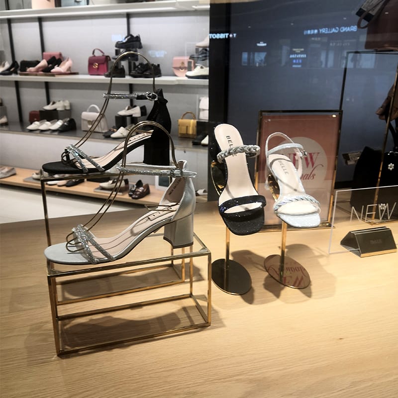 Metal Shoe Display Fixtures In The Fashion Store