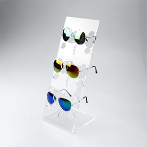 Suporte de acrílico transparente para 3 pares de óculos