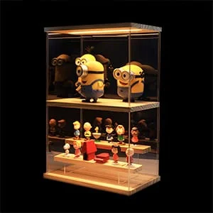 Coffret de figurines en acrylique à 2 niveaux avec jeu d'éclairage