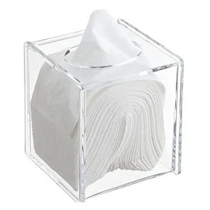 Cubo de tejido extraíble de acrílico transparente