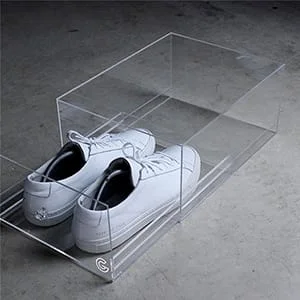 caja de zapatillas de plástico transparente caja de zapatos de acrílico  personalizado caja de presentación de zapatos lucite con tapa