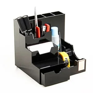 Organizer per forniture per ufficio in acrilico nero con funzioni multiple