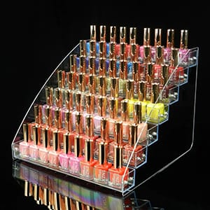 Escalera de exhibición de esmalte de uñas de acrílico transparente de 7 niveles