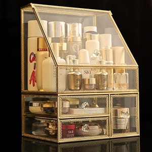 Caja organizadora de cosméticos de acrílico transparente con tapa