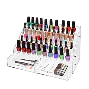 Organizador de acrilico para esmaltes de uñas con 2 niveles de