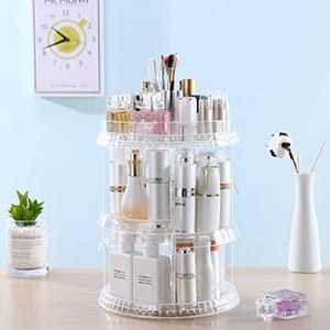 Rotatable Acrylic Cosmetics Tabletop Organizer Tower