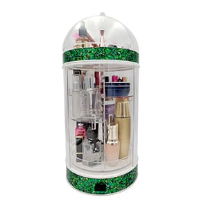 Rotatable Tabletop Cosmetic Organizer With Light
