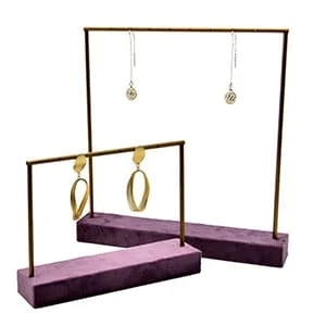 Earring Display Bar With Purple Velvet Base