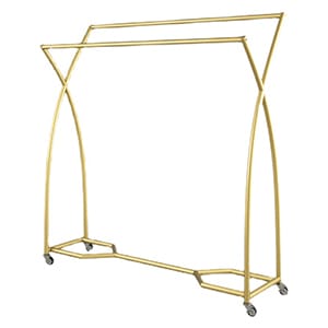 Golden Double Rods Moveable Clothes Rack