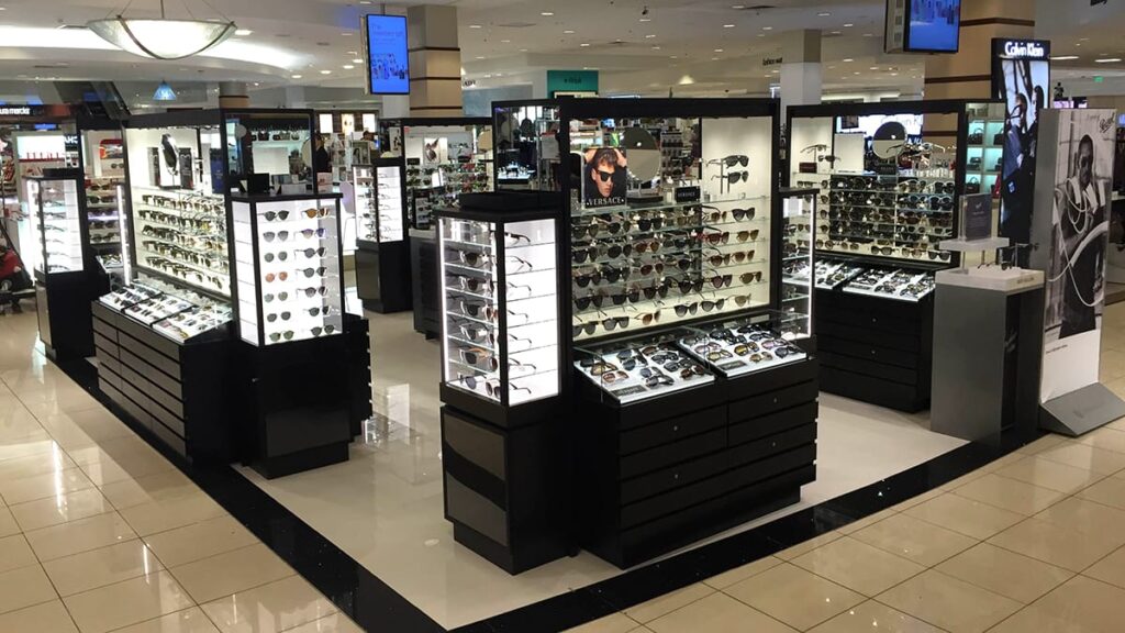 Espositori per occhiali in metallo personalizzati per negozi di ottica 1