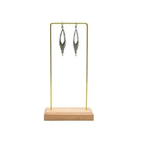 Tall One Bar Earring Display Stand With Wood Base